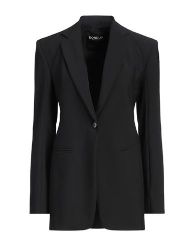 DONDUP DONDUP WOMAN BLAZER BLACK SIZE 10 POLYESTER, VIRGIN WOOL, ELASTANE 