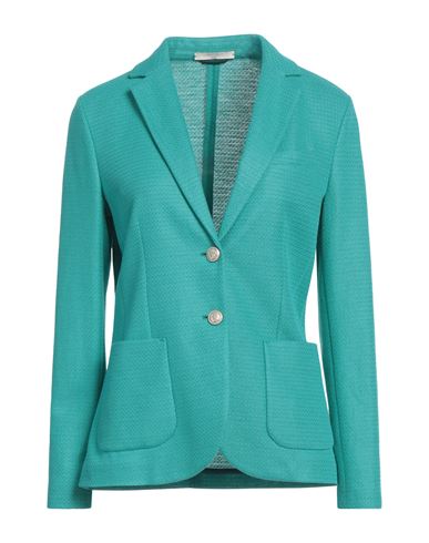 Shop Circolo 1901 Woman Blazer Turquoise Size 10 Cotton, Linen In Blue