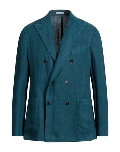 Boglioli Man Blazer Deep Teal Size 46 Linen In Blue