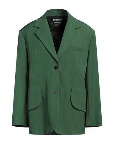 Jacquemus Woman Blazer Green Size 4 Viscose, Silk In Green