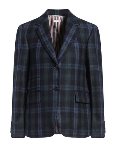 Thom Browne Woman Blazer Navy Size 4 Wool, Elastane In Navy Blue