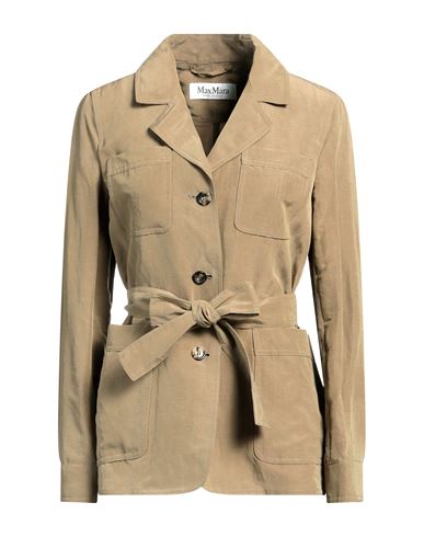 Max Mara Woman Jacket Sand Size 12 Linen, Silk In Beige
