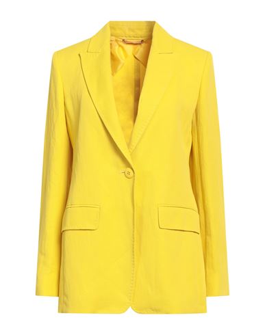 Max Mara Studio Woman Blazer Yellow Size 6 Viscose, Linen In Yellow