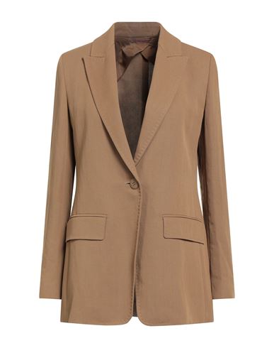Max Mara Studio Woman Blazer Camel Size 8 Viscose, Linen In Brown