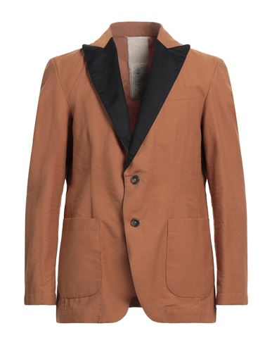 Messagerie Man Blazer Brown Size 38 Cotton, Linen, Polyester