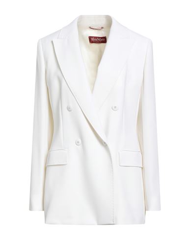 Max Mara Studio Woman Blazer White Size 12 Virgin Wool In White