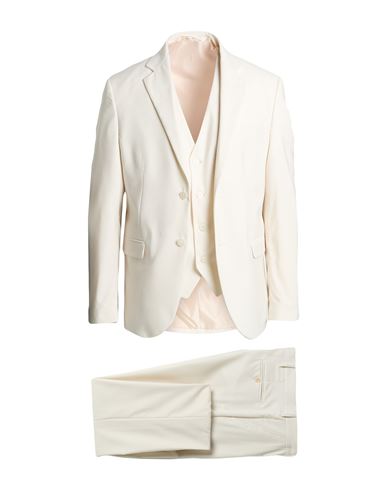 Messagerie Man Suit Ivory Size 44 Polyester, Viscose, Elastane In White
