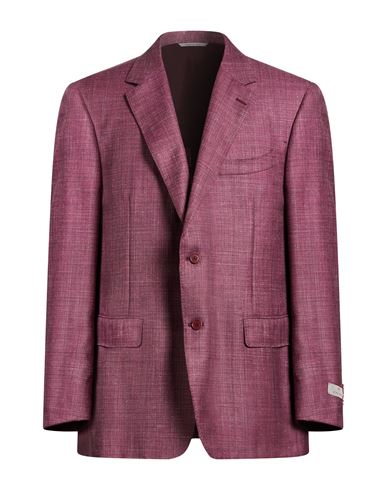 Canali Man Blazer Garnet Size 50 Wool, Silk, Linen In Red