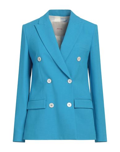 Jucca Woman Blazer Azure Size 4 Viscose, Polyester, Elastane In Blue