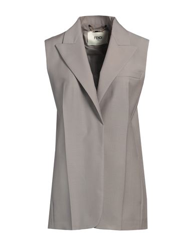 Shop Fendi Woman Tailored Vest Taupe Size 6 Mohair Wool, Wool In Grey