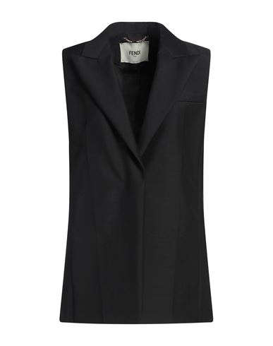 Shop Fendi Woman Tailored Vest Black Size 6 Mohair Wool, Wool