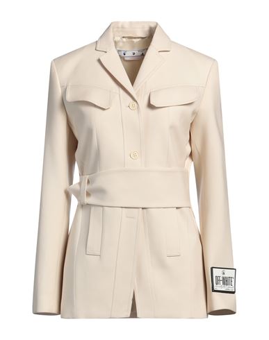Off-white Woman Jacket Cream Size 4 Virgin Wool