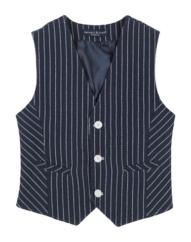 Manuell & Frank Toddler Boy Tailored Vest Navy Size 7 Linen, Cotton, Polyester In Navy