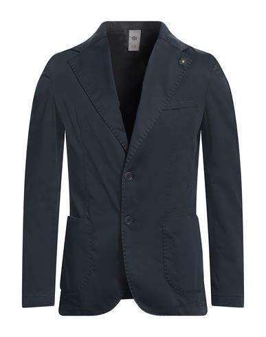 Gabardine Man Blazer Midnight Blue Size 46 Cotton, Linen, Elastane In Blue