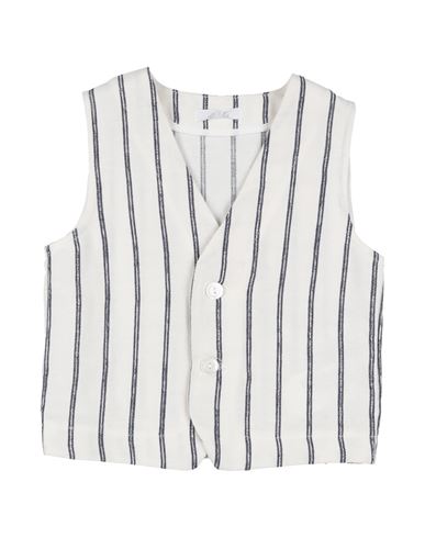 U+é Toddler Boy Tailored Vest Ivory Size 5 Lycra, Cotton, Polyester In White