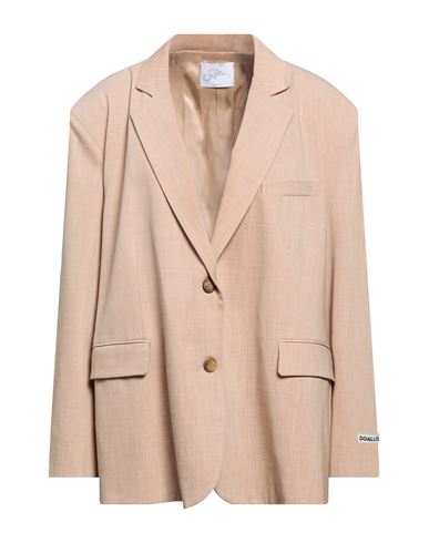 Soallure Woman Blazer Sand Size 8 Polyester, Viscose, Elastane In Beige