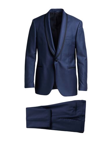 Lardini Man Suit Navy Size 42 Wool, Mohair Wool, Silk In Navy