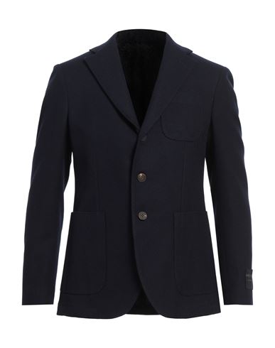 Messagerie Luxe Fabrics Man Blazer Midnight Blue Size 40 Virgin Wool, Cotton In Blue