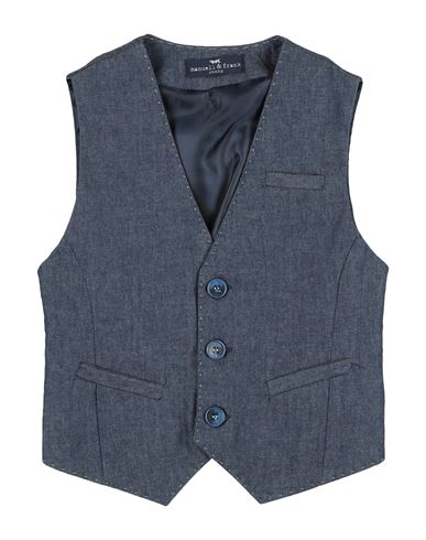 Manuell & Frank Toddler Boy Tailored Vest Slate Blue Size 3 Cotton, Elastane In Blue