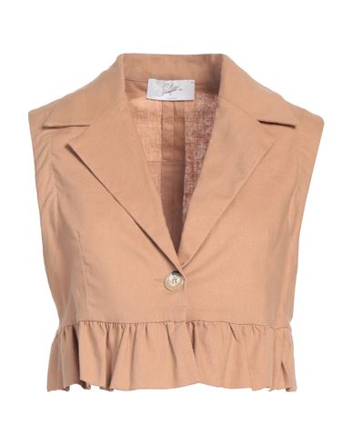 Soallure Woman Blazer Camel Size 6 Linen, Viscose In Neutral