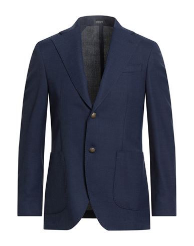 Breras Milano Man Blazer Navy Size 44 Virgin Wool, Polyester, Elastane In Blue