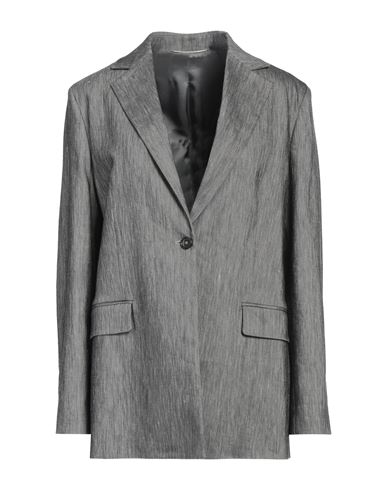 Shop Pt Torino Woman Blazer Lead Size 6 Linen, Viscose, Elastane In Grey