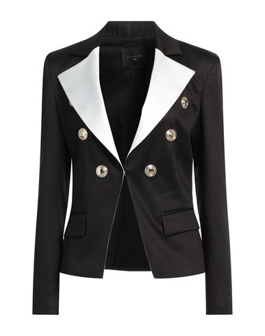 Gaelle Paris Gaëlle Paris Woman Blazer Black Size 8 Cotton, Viscose, Elastane In Black