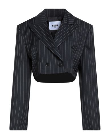 Msgm Woman Blazer Navy Size 8 Virgin Wool, Elastane In Black
