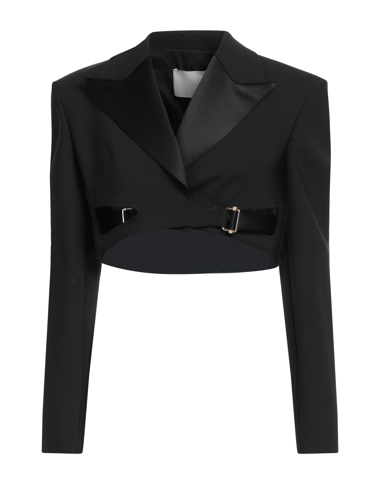 《セール開催中》DION LEE レディース ブレザー ブラック 8 ポリエステル 52% / ウール 41% / ポリウレタン 4% / ナイロン 3%