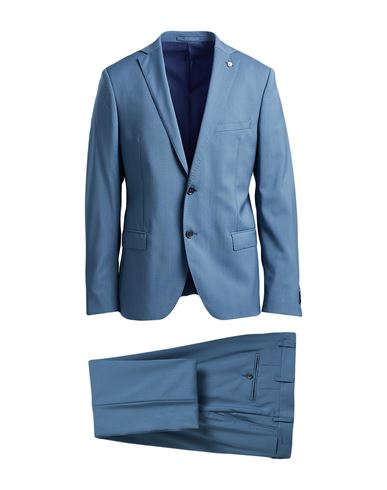 L.b.m 1911 L. B.m. 1911 Man Suit Slate Blue Size 42 Virgin Wool In Blue