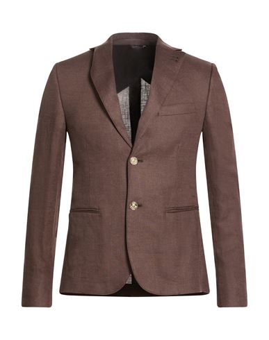 Grey Daniele Alessandrini Man Blazer Dark Brown Size 36 Linen In Brown