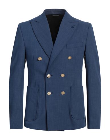 Grey Daniele Alessandrini Man Blazer Blue Size 44 Polyester, Viscose, Elastane In Blue
