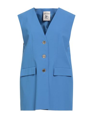 Semicouture Woman Tailored Vest Azure Size 8 Polyester, Viscose, Elastane In Blue