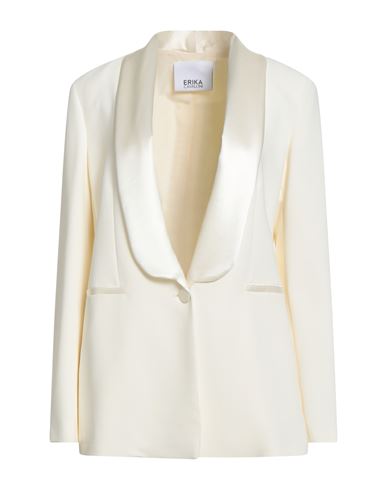 Erika Cavallini Woman Blazer Off White Size 6 Viscose, Elastane, Polyester