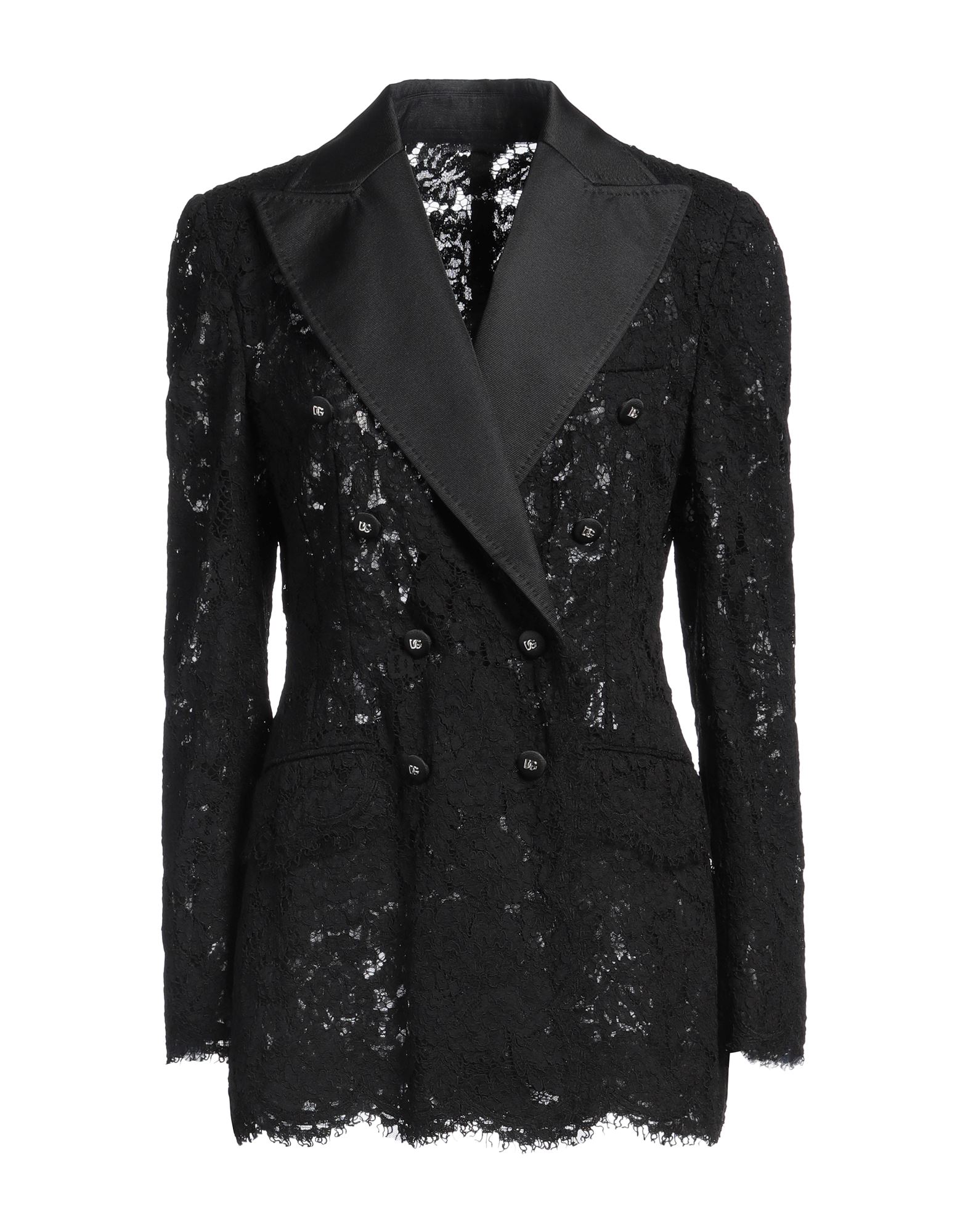 《セール開催中》DOLCE & GABBANA レディース ブレザー ブラック 42 合成繊維 65% / コットン 19% / シルク 16%