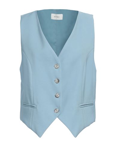 Vicolo Woman Tailored Vest Sky Blue Size L Viscose, Polyester In Blue