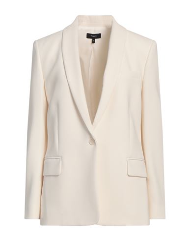 THEORY THEORY WOMAN BLAZER BEIGE SIZE 6 TRIACETATE, POLYESTER 