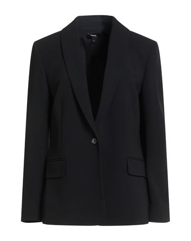 Theory Woman Blazer Black Size 14 Triacetate, Polyester In Black