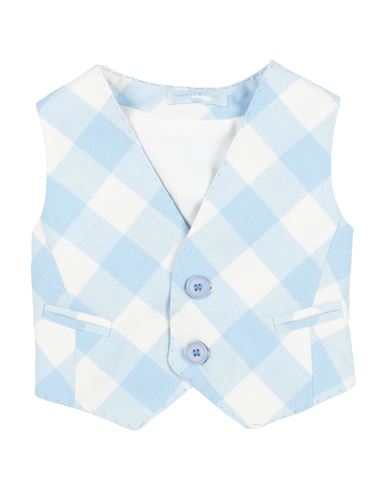 Manuell & Frank Newborn Boy Tailored Vest Sky Blue Size 3 Cotton In Blue