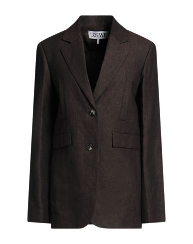 Loewe Woman Blazer Dark Brown Size 8 Linen