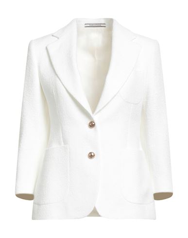 Tagliatore 02-05 Woman Blazer White Size 6 Polyester, Linen In Yellow