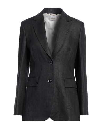 AGNONA AGNONA WOMAN BLAZER MIDNIGHT BLUE SIZE 10 LINEN 