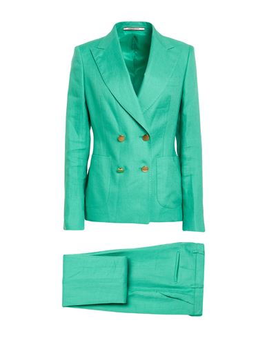 Tagliatore 02-05 Woman Suit Emerald Green Size 6 Linen In Green