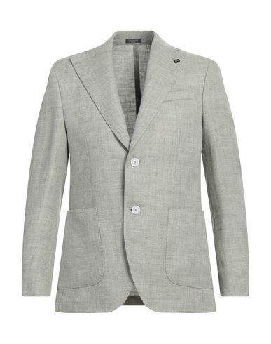 Breras Milano Man Blazer Sage Green Size 46 Linen, Wool In Gray