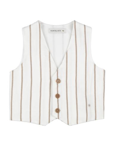 MANUEL RITZ MANUEL RITZ TODDLER BOY TAILORED VEST CREAM SIZE 5 LINEN, COTTON, POLYESTER 