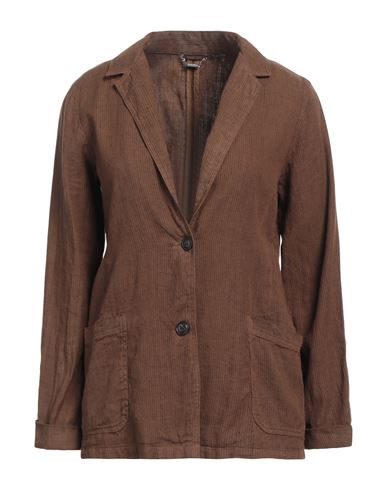 WOOLRICH WOOLRICH WOMAN BLAZER CAMEL SIZE M COTTON, LINEN 