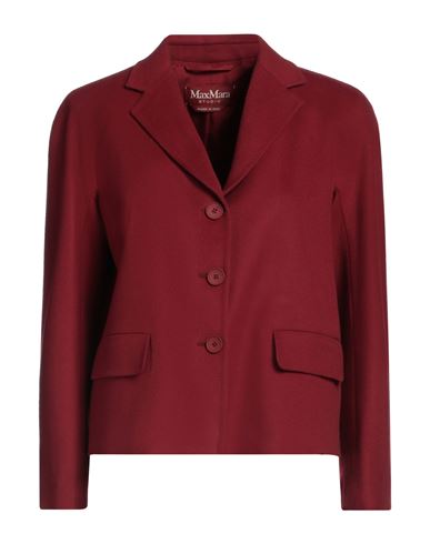 Shop Max Mara Studio Woman Blazer Burgundy Size 8 Virgin Wool In Red