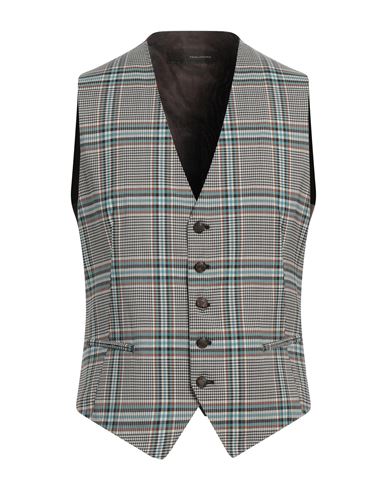 TAGLIATORE TAGLIATORE MAN TAILORED VEST DARK BROWN SIZE 40 WOOL, ELASTANE 