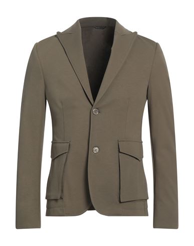 Grey Daniele Alessandrini Man Blazer Military Green Size 38 Cotton, Polyamide, Elastane