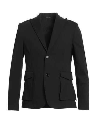 Grey Daniele Alessandrini Man Blazer Black Size 42 Cotton, Polyamide, Elastane In Black